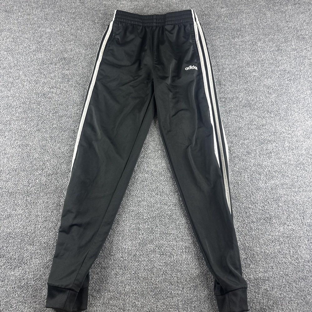 Adidas Track Pants Boys Youth 14-16 Black White Striped Climacool Athletic